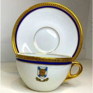 EUC VTG Wm. Guerin & Co France Limoges Teacup Saucer Heavily Gilded Scotland